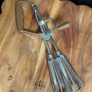 Stainless Steel and Brown Hand Mixer